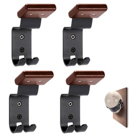 TOKCKYBL Motorcycle Helmet Holder Wall Mount - Solid Wood & Steel Gear Organizer Rack with 2 Hooks, Heavy Duty Display Hanger for Helmets, Football Gear, Ski Equipment, Hats, Jackets - 4 Pcs