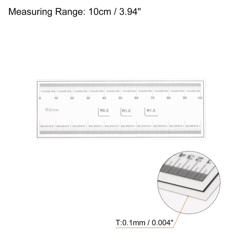 sourcing map 2pcs Film Flexible Ruler 10cm 0.1mm Scale with