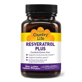 Country Life Resveratrol Plus, Antioxidant - 60 Vegetarian Capsules                                                                                   