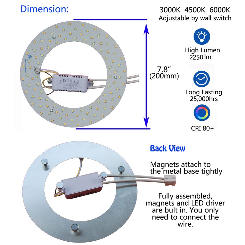 OLYMSTAR 24W 3 Color Temperature LED Flush Mount Ceiling Fan