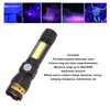 LED Flashlight USB Magnetic Charging 7 Gears Zoomable Black Light