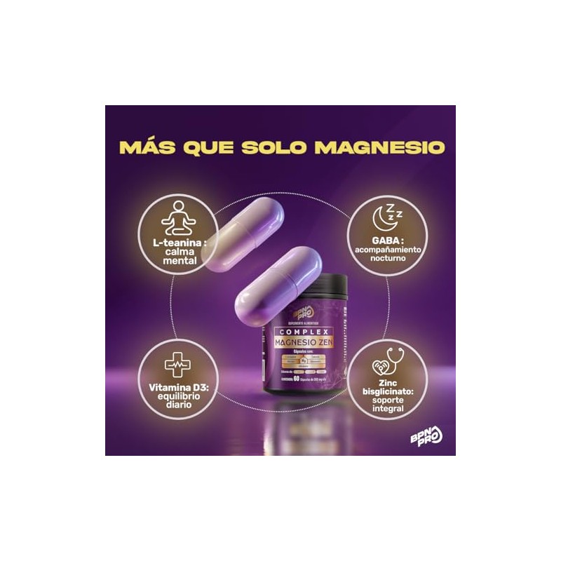 Bpn Pro Magnesio Complex Sueño Relajación Glicinato Citrato Gluconato Treonato