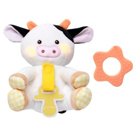 Magic Years 5 inch Musical Light Up Paci-Buddy with Teether for Baby, 2 Piece, Black and White Cow