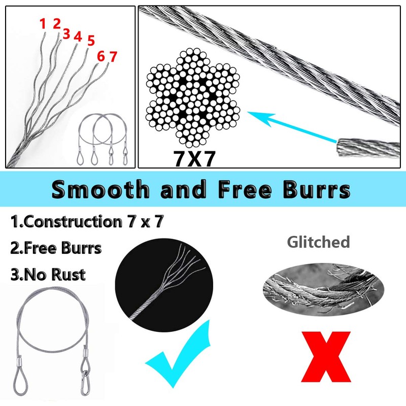 Lsqurel 5 Pack Stage Light Safety Cable Stainless Steel Security