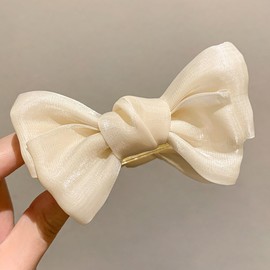 Hair Clip, Ribbon, Large Hair Clip, Stylish, Large Firm, Hair Accessory, Banana Clip, Barrette, Bow, Houndstooth Pearl, Elegant, Cute, Popular, Korean Style, Ribbon, Hair Ornament, Lightweight, For