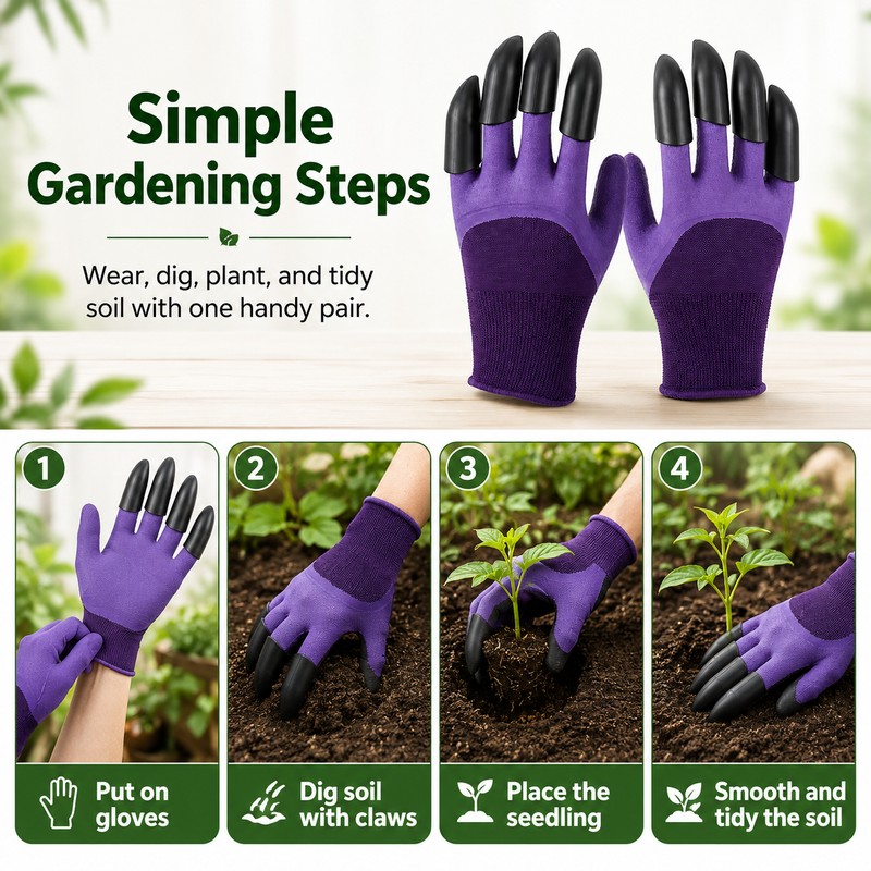 Gardening Gloves with Claws for Digging & Planting – Breathable