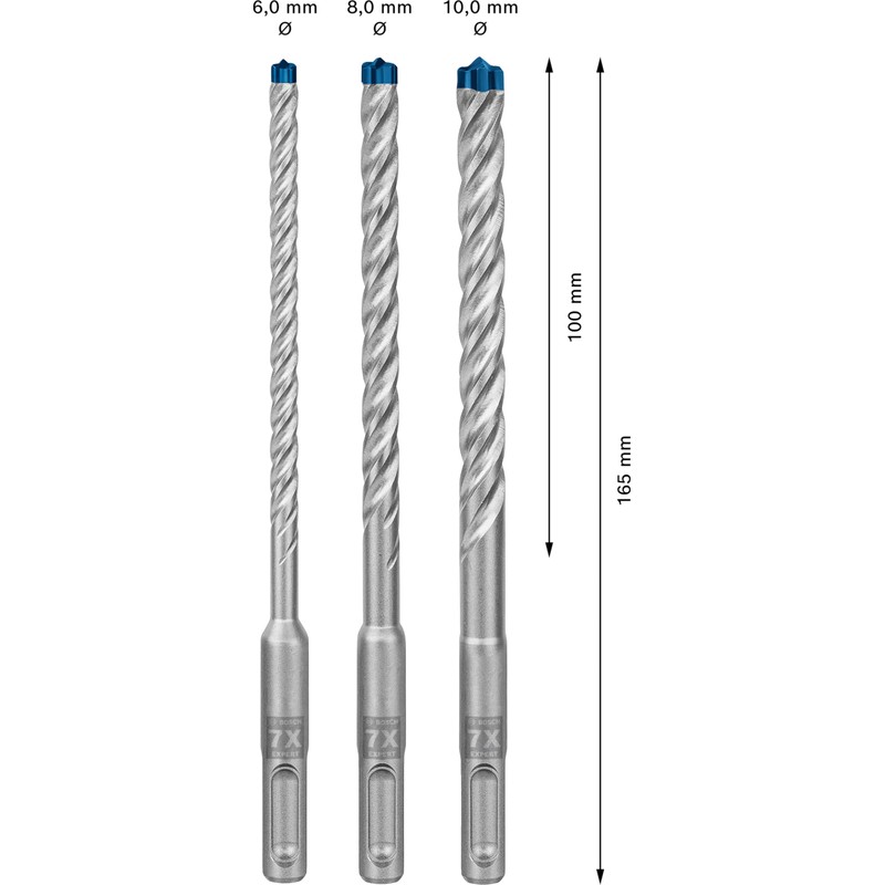 Bosch 3x EXPERT SDS plus-7X Hammer Drill Bit Set (for