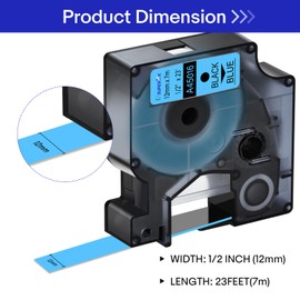 USUPERINK 4 Pack Compatible for Dymo D1 Label Tape 45016 S0720560 Refill Black on Blue 1/2 inch x 23 feet Labeling Tape for LabelManager PnP 160 210D 260P 280 360D 420P 450D ColorPop Label Maker