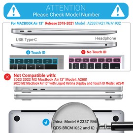 IBENZER Hexpact Compatible with MacBook Air 13 Inch Case 2022 2021 2020 M1 A2337 A2179 A1932, Heavy Duty Protective Case with Screen Lock for Mac Air 13 with Touch ID, Pinkish, AT13-PKSH