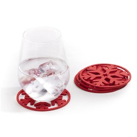 Giftcraft 681864 Christmas Snowflake Coasters, Set of 4, 4 inch, Polyester