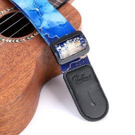 Ukulele Strap - BestSounds Uke Shoulder Straps with Leather Ends for Soprano Concert Tenor and Baritone Ukuleles (Blue Ocean)