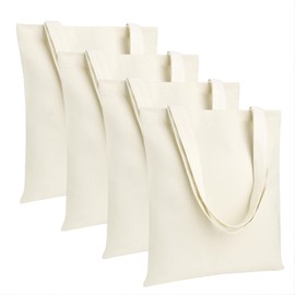 Muka 4 Pack Heavy Duty Canvas Tote Bag, 12oz Cotton Natural DIY Grocery Bag 15 x 16 Inch