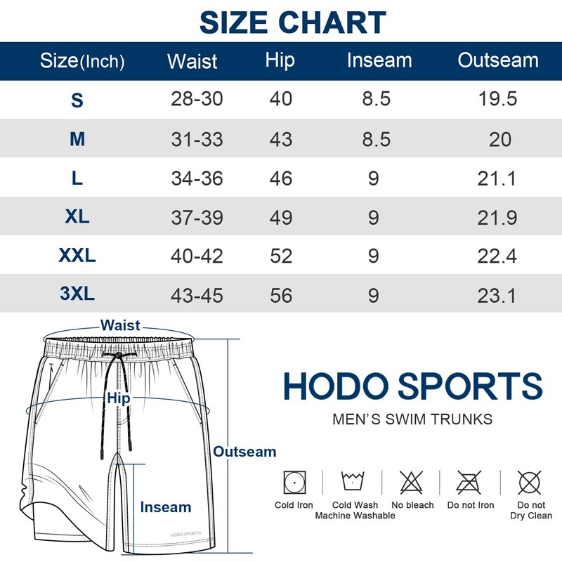 HODOSPORTS - Traje de baño para hombre, de 9 pulgadas,