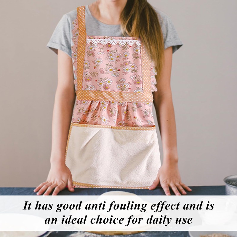 CHROMACRAFT Pack of 2 Aprons with Floral Pattern, Large Pocket