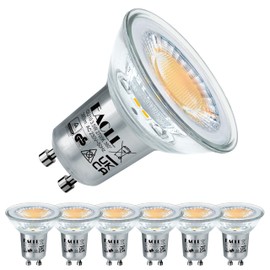 EACLL GU10 LED Warm White 3.5 W Replaces 50 W Halogen Bulb, Pack of 6, 385 Lumen 2700 K Bulb, Beam Angle 360° Energy Saving Bulb, Non-Dimmable Reflector Lamps, AC 230 V Flicker-Free Spotlight