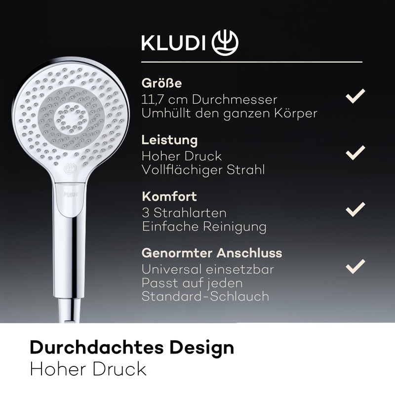 KLUDI -X3 Universal Shower Head Water-Saving Option Shower Head with