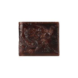WJXFHTD 1PCS Dragon Wallet 3D Engraved Dragon Wallet Vintage Wallet Dragon Wallets for Men Genuine Leather Wallet