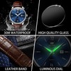 OLEVS Mens Leather Watches Blue Dial Men Watches with Date