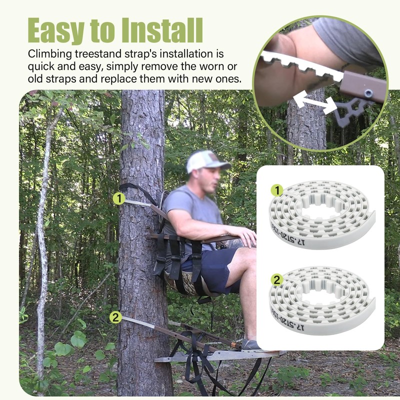 DuckcowsC 2PCS Traction Belts Climber Tree Stand Straps Replacement Straps