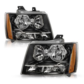 TUSDAR Fit For Chevy 07-14 Tahoe / 07-13 Avalanche / 07-14 Suburban 1500/07-13 Suburban 2500 Headlight Assembly Replacement Halogen Factory Headlamp LH+RH Driver & Passenger Side
