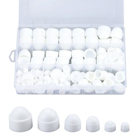 Glvaner Bolt Hex Cap Nut M6 Nut Hex Nut Bolt Nut Cap Bolt Cover Plastic Protective Cap Cover Screws Selectable Strong Fixing Dustproof 6 Sizes 160pcs M4 M5 M6 M8 M10 M12 with Storage Case (White)