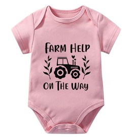 Farm Helper On The Way Baby Clothes Onesie Short Sleeve Summer Baby Romper White Baby Onsies6-9 Months