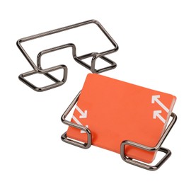 NQEUEPN Pack of 2 Business Card Holder for Desk, Black Metal Business Card Stand, Business Card Display for Office and Home Exhibition, Suitable for 50 Business Cards