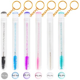 48 Pieces Disposable Mascara Wands Set,Include 24 pcs Disposable Lash Spoolies Brush and 24 Pieces Reusable Empty Eyelash Brush Tubes for Women Girls Makeup Brush Kit (lash Keychain)