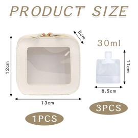 1 Piece Travel Storage Bag, 3 Pieces Sample Refill Bags, Mini Find Travel Utensils, Mini Travel Toiletry Bag, Mini Cosmetic Bag, Pocket Cosmetic Bag, White, Modern
