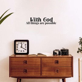 Aurabeam Vinyl Wall Art Decal - with God All Things are Possible - 5" x 21" - Modern Lovey Optimistic Spiritual Quote Sticker for Home Bedroom Closet Living Room Office Coffee Shop Decor