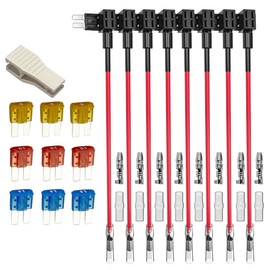 Gebildet 8 Pieces 12 V 24 V Add-a-Circuit Micro 2 Fuse Tap, Piggy Back Blade Fuse Holder with Wiring Harness, 9 Pieces Micro 2 Fuse (5A 10A 15A) and Fuse Puller
