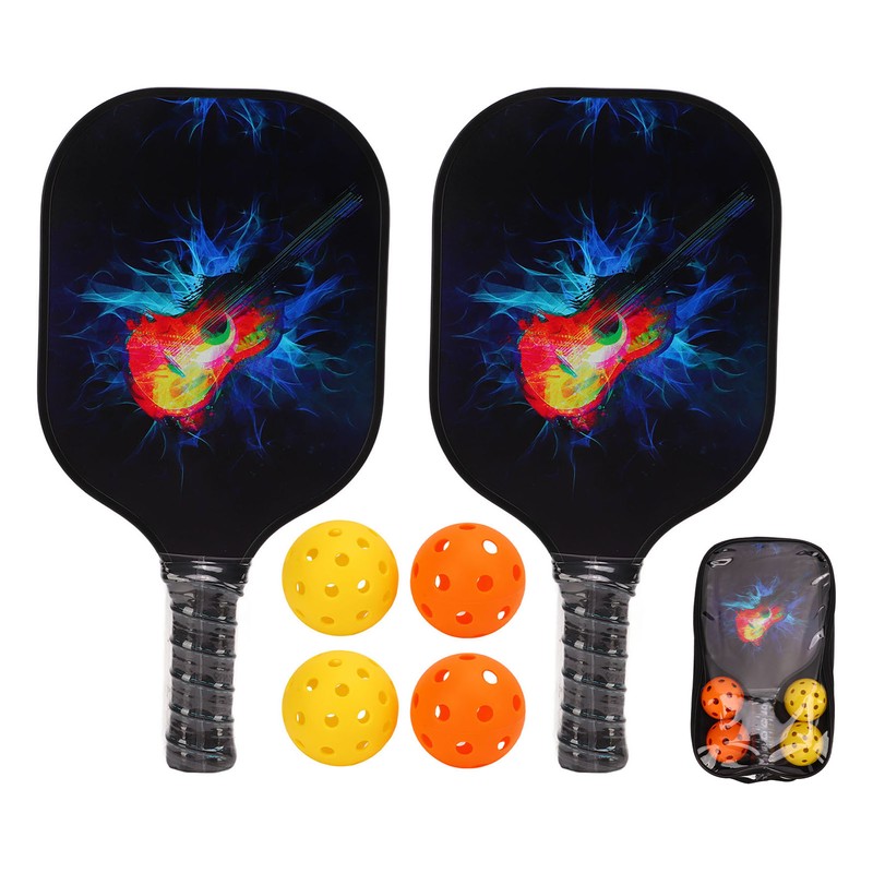 Pickleball Set 2 Rackets 4 Balls 1 Racket Bag Glass