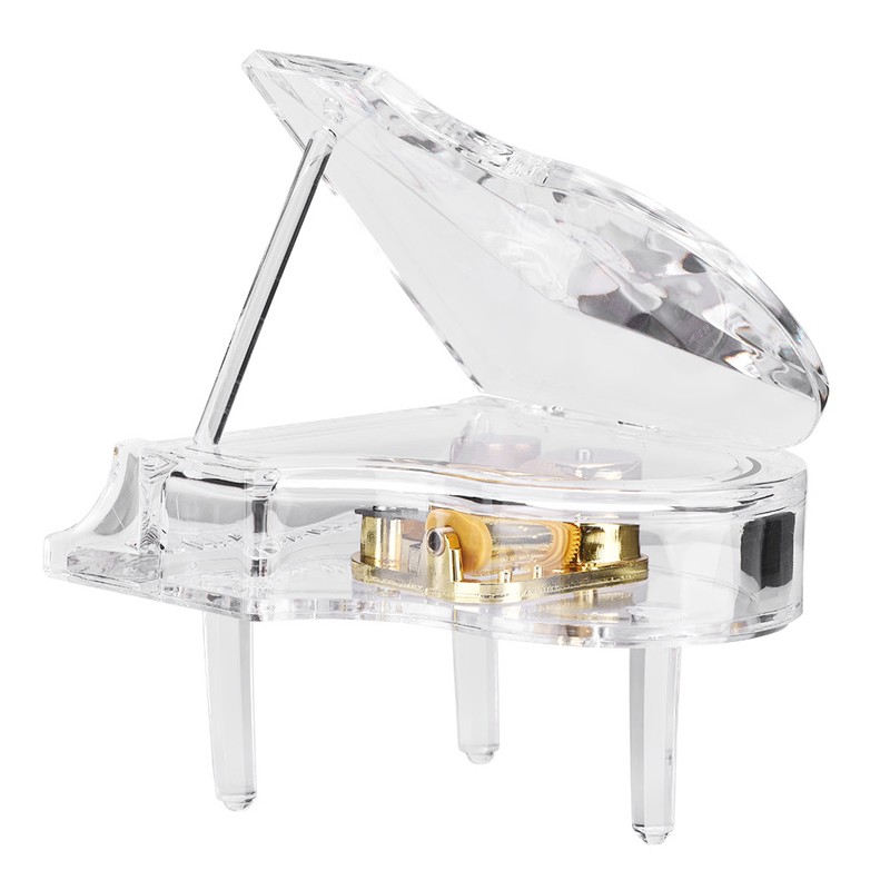 Grand Piano Shaped Windup Transprent Acrylic Music Box Birthday Present