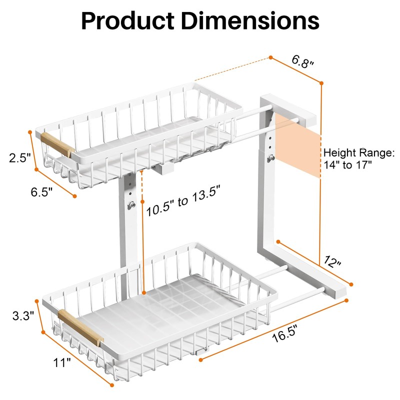 REALINN Under Sink Organizer, Height Adjustable Under Sink Organizers and