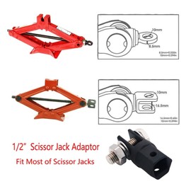 Aramox Car Scissor Jack Adapter, 1/2inch Scissor Jack Socket Drill Adapter Scissor Jack Accessory for Ring Or Double Hole Scissor Jacks