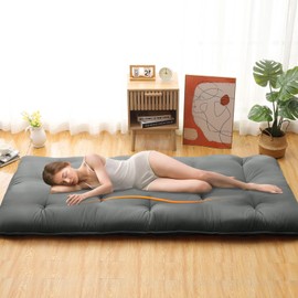 ROYGROW Japanese Floor Mattress Twin Size, Futon Mattress 39" x 80" Size Sleeping Pad Foldable Tatami Mattress for Kids, Roll Up Camping Mattress for RV Travel, Dorm, Apartment, Dark Grey