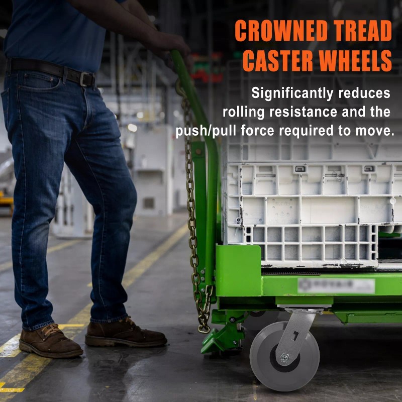 Syrantion 4 Inch Crowned Solid Polyurethane Heavy Duty Casters ,Capacity1500-