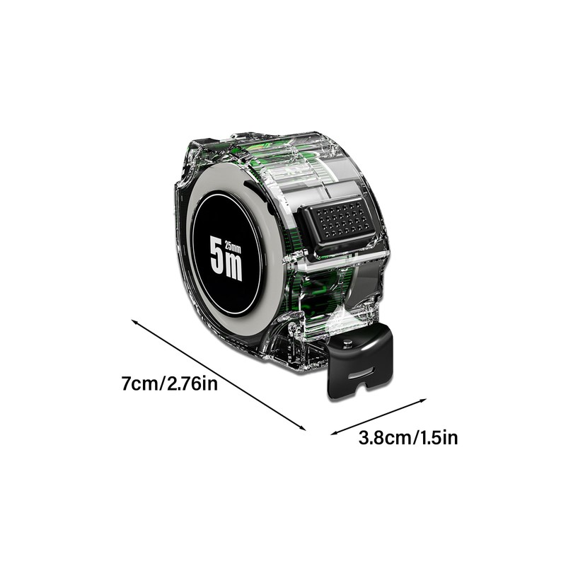 Fluorescent Tape Measure 5M/16ft Stainless Steel Self Lock Measuring Reel