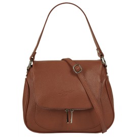 Samantha Look Women's Genuine Leather Shoulder Bag, Made in Italy, Business Crossbody Elegant Handbag with Expandable Compartment, 021680, Cognac