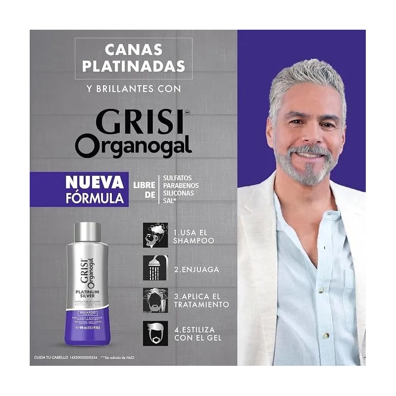 2 Shampoo Grisi Organogal Silver Canas Platinadas 400ml