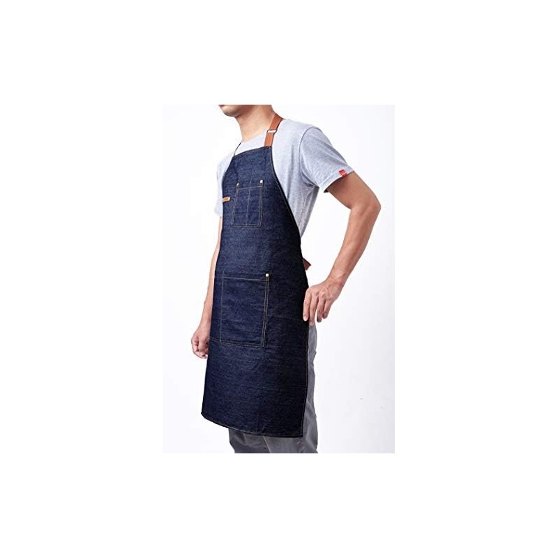KPD Denim Apron with Pockets for Man and Woman, Blue