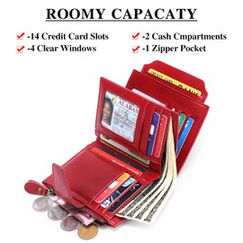 FALAN MULE Small Wallet for Women Leather Bifold Compact RFID Blocking Small Womens Wallet