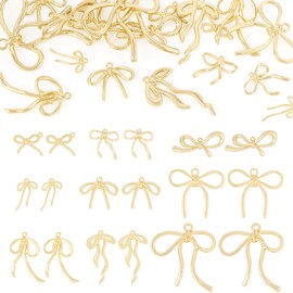 Beadthoven 18pcs Alloy Bow Pendants for Jewelry Making - Golden Dangle Charms, Mini Cute Ribbon for Earrings, Bracelet, Necklace DIY Crafts Supplies