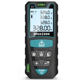 Mileseey S2 IP54 Digital Laser Rangefinder, Distance Measurement Device with 2 bubble levels, LCD Backlight, m/inches/feet with Multiple Measuring Modes such as Pythagoras/Distance/Area/Volume, IP54