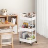 Sywhitta 3-Tier Plastic Rolling Utility Cart with Handle, Multi-Functional Storage