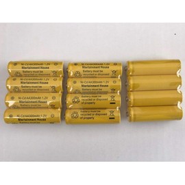 12-Pieces Size 1.2V AA(300/600/800mAh) Or AAA (600mAh/800mAh) and Ni-Cd/Ni-MH Rechargeable Battery for Solar Light and Solar Devices (1.2V AA 300mAh Ni-Cd)
