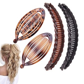 3 Pcs Banana Hair Clip, Combs Double Banana Clips Long Hair Clips Ponytail, Fishtail Hair Combs Double Clips Set with Strong Grip for Women Girls