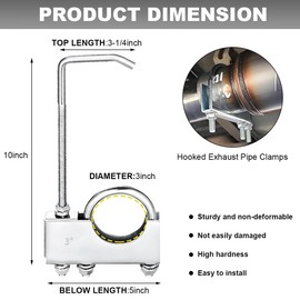 KVAEY Exhaust Clamp with Hanger, 2.25" Exhaust Pipe Clamp Exhaust System Hanger Rear Muffler Hanger, Heavy Duty Universal Clamp On Exhaust Hanger for 2-1/4" Car Truck Exhaust Pipe (3 inch)