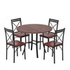 VECELO 5 Piece Dining Table Set for 4, Wood Grain