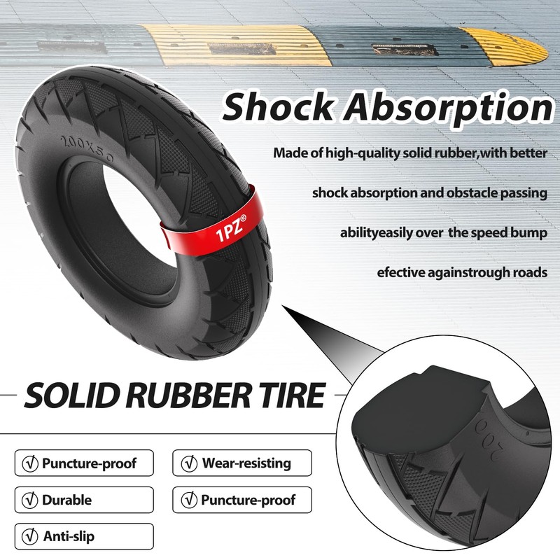1PZ T21-SX1 200x50 (8x2) Solid Tire Replacement for Razor E100